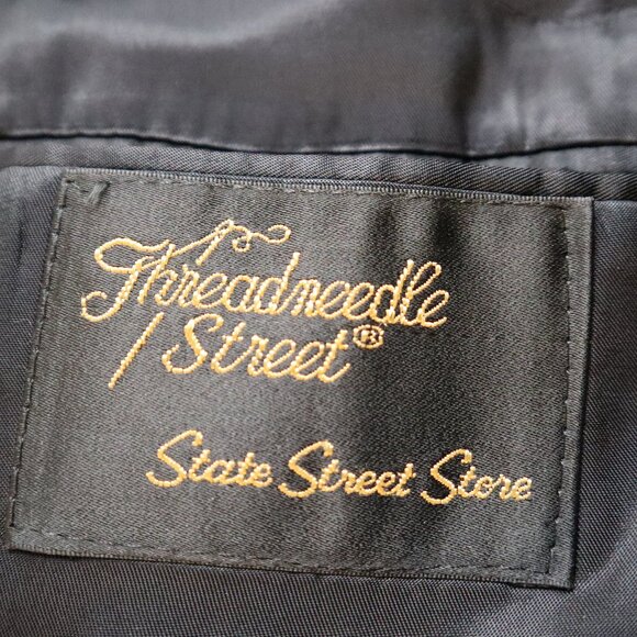 Vtg Threadneedle Mens Suit Jacket Sports Coat Dark Gray Blue Red Pinstripe 44 - Picture 5 of 6